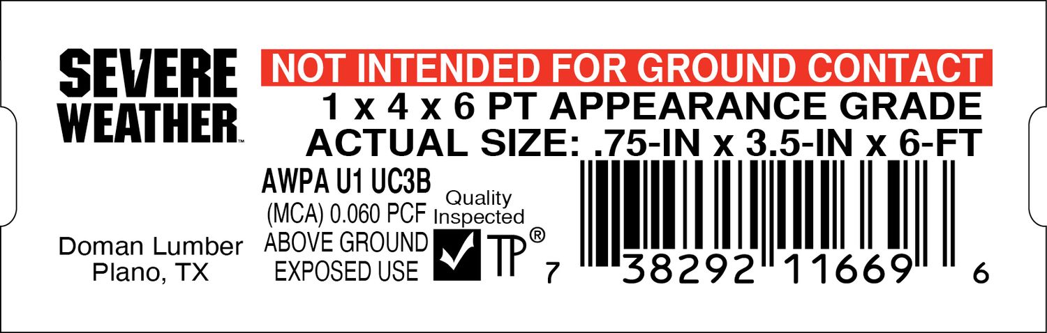 1 x 4 x 6 PT APPEARANCE GRADE - 11669-6 - 2000 PER ROLL - 20,000 MINIMUM