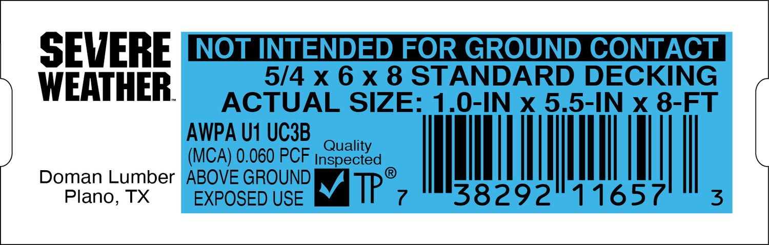 5/4 x 6 x 8 STANDARD DECKING - 11657-3 - 2000 PER ROLL - 20,000 MINIMUM