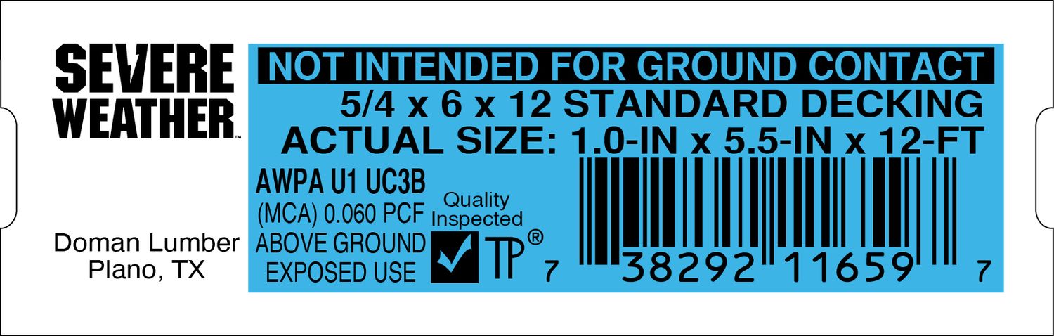 5/4 x 6 x 12 STANDARD DECKING - 11659-7- 2000 PER ROLL - 20,000 MINIMUM