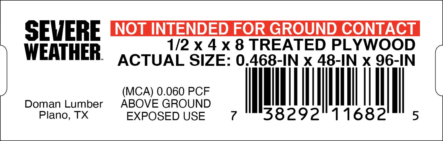 1/2 x 4 x 8 TREATED PLYWOOD - 11682-5 - 2000 PER ROLL - 20,000 MINIMUM