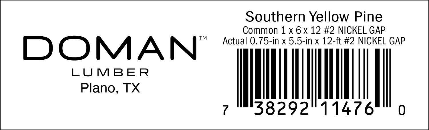 1 x 6 x 12 #2 NICKEL GAP - 11476-0 - 2000 PER ROLL - 22,000 MINIMUM