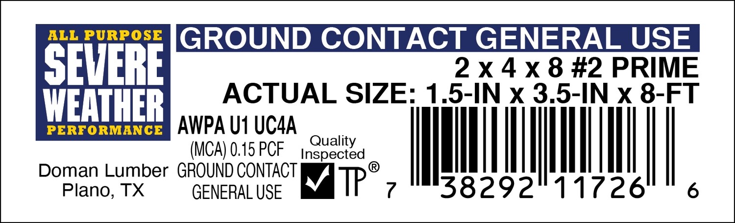 2 x 4 x 8 #2 PRIME - 11726-6 - 2000 PER ROLL - 22,000 MINIMUM