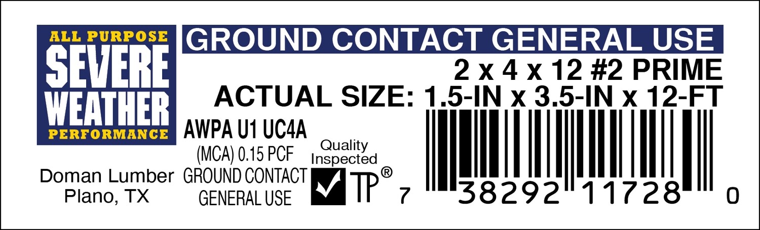 2 x 4 x 12 #2 PRIME - 11728-0 - 2000 PER ROLL - 22,000 MINIMUM