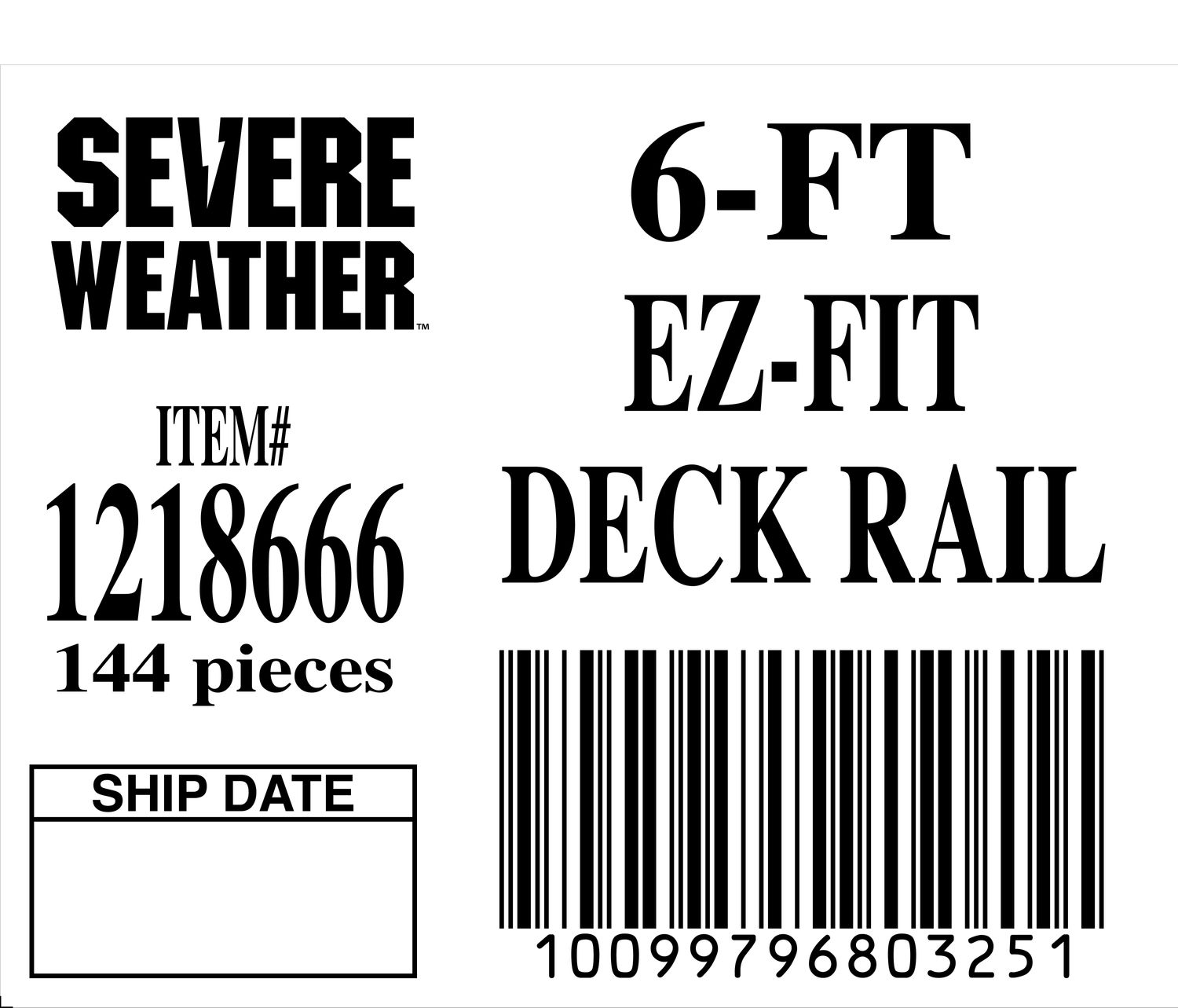 6-FT EZ-FIT DECK RAIL - 80325-1 - ORDER IN INCREMENTS OF 100