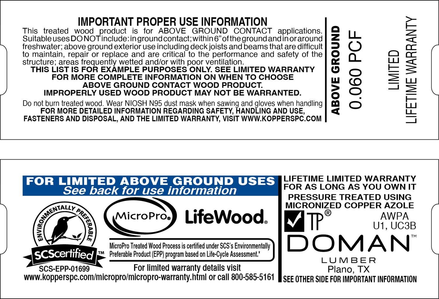 LIFEWOOD 0.060 ABOVE GROUND SLOTTED - 2000 PER ROLL - 40,000 MINIMUM