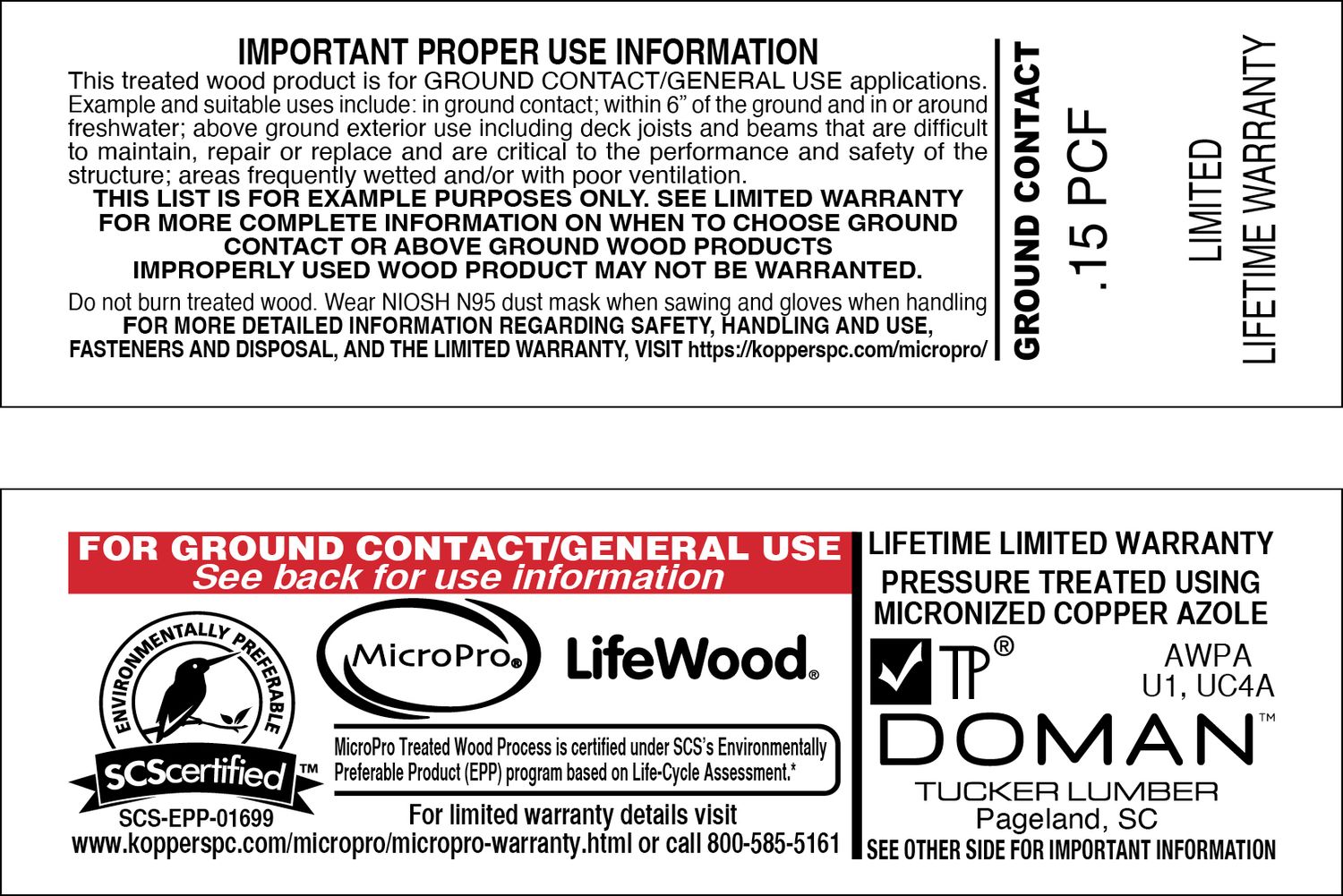 LIFEWOOD .15 GROUND CONTACT PERF - 44,000 MINIMUM