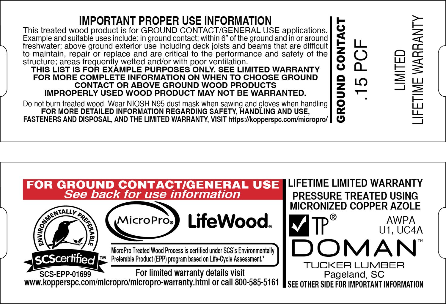 LIFEWOOD .15 GROUND CONTACT SLOTTED - 2000 PER ROLL - 40,000 MINIMUM