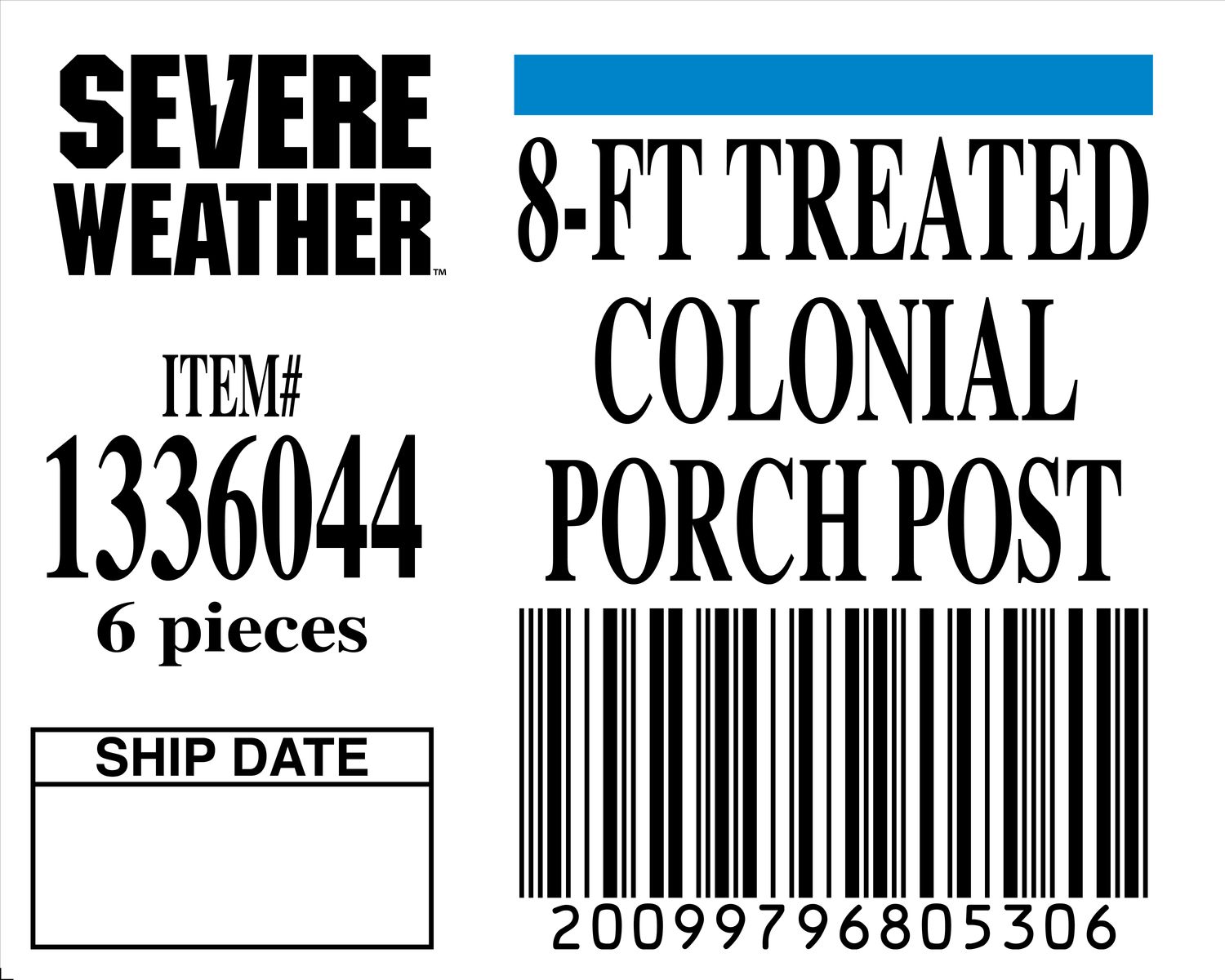 8-FT TREATED COLONIAL PORCH POST - 80530-6 - ORDER IN INCREMENTS OF 100