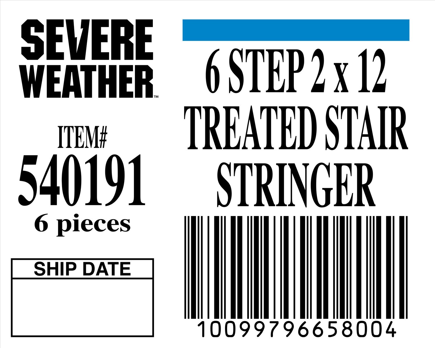 6 STEP 2 x 12 TREATED STAIR STRINGER - 65800-4 - ORDER IN INCREMENTS OF 100