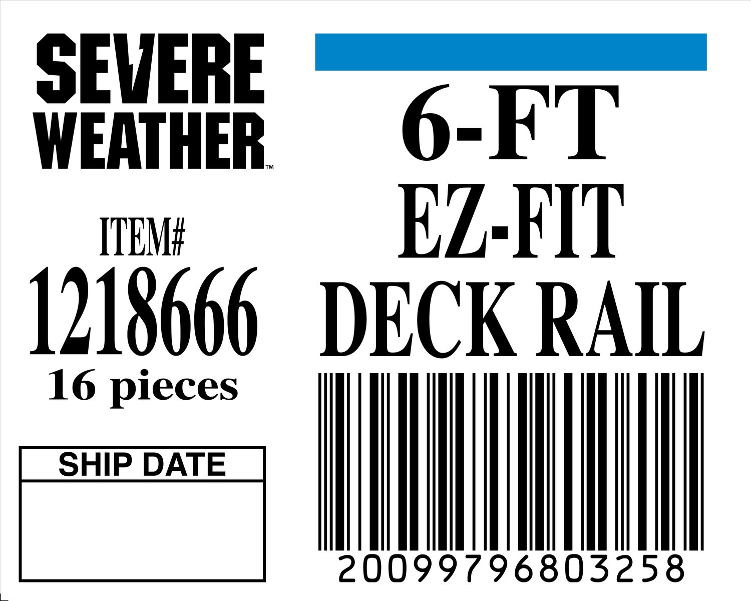 6-F1 EZ-FIT DECK RAIL - 80325-8 - ORDER IN INCREMENTS OF 100
