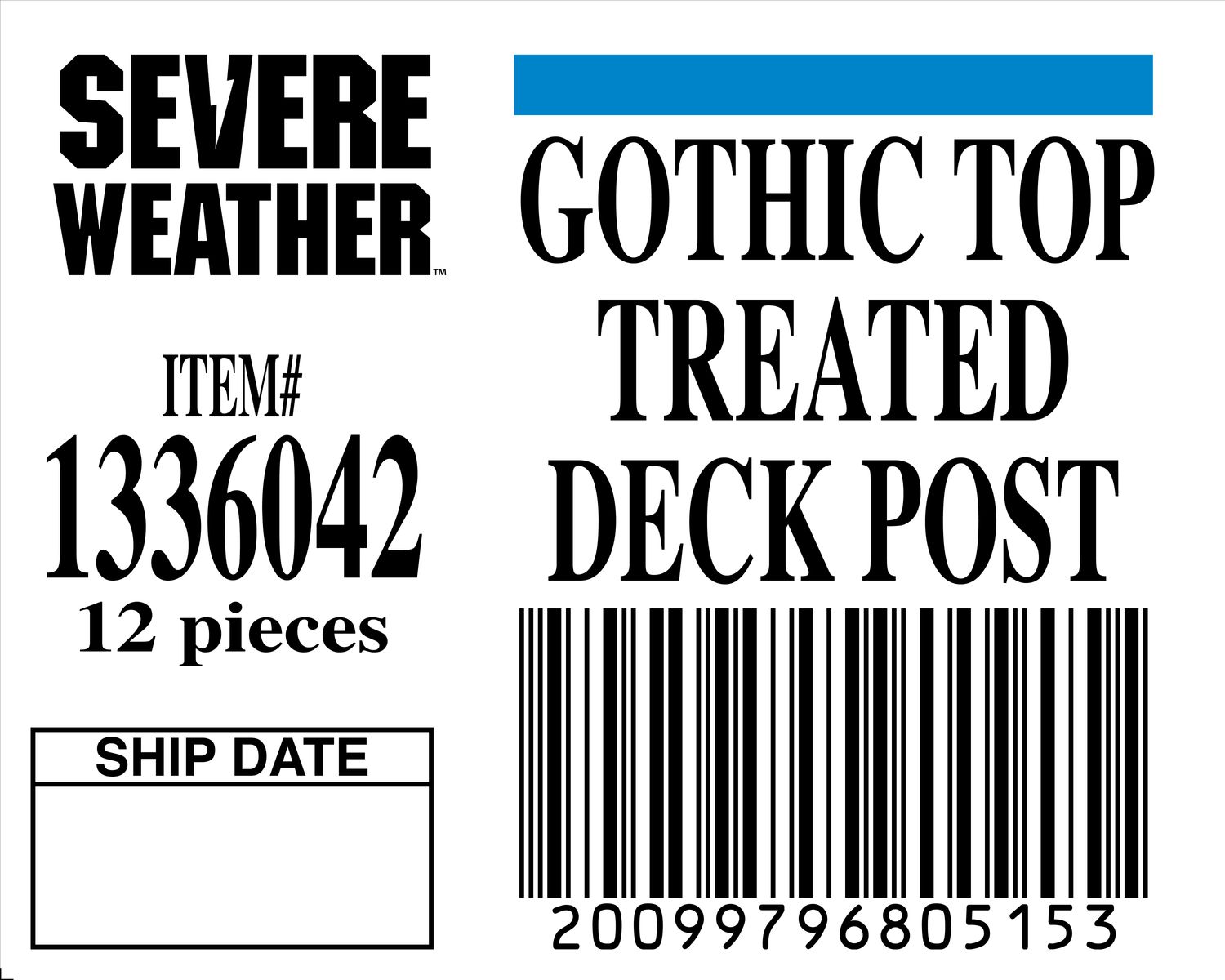 GOTHIC TOP TREATED DECK POST - 80515-3 - ORDER IN INCREMENTS OF 100