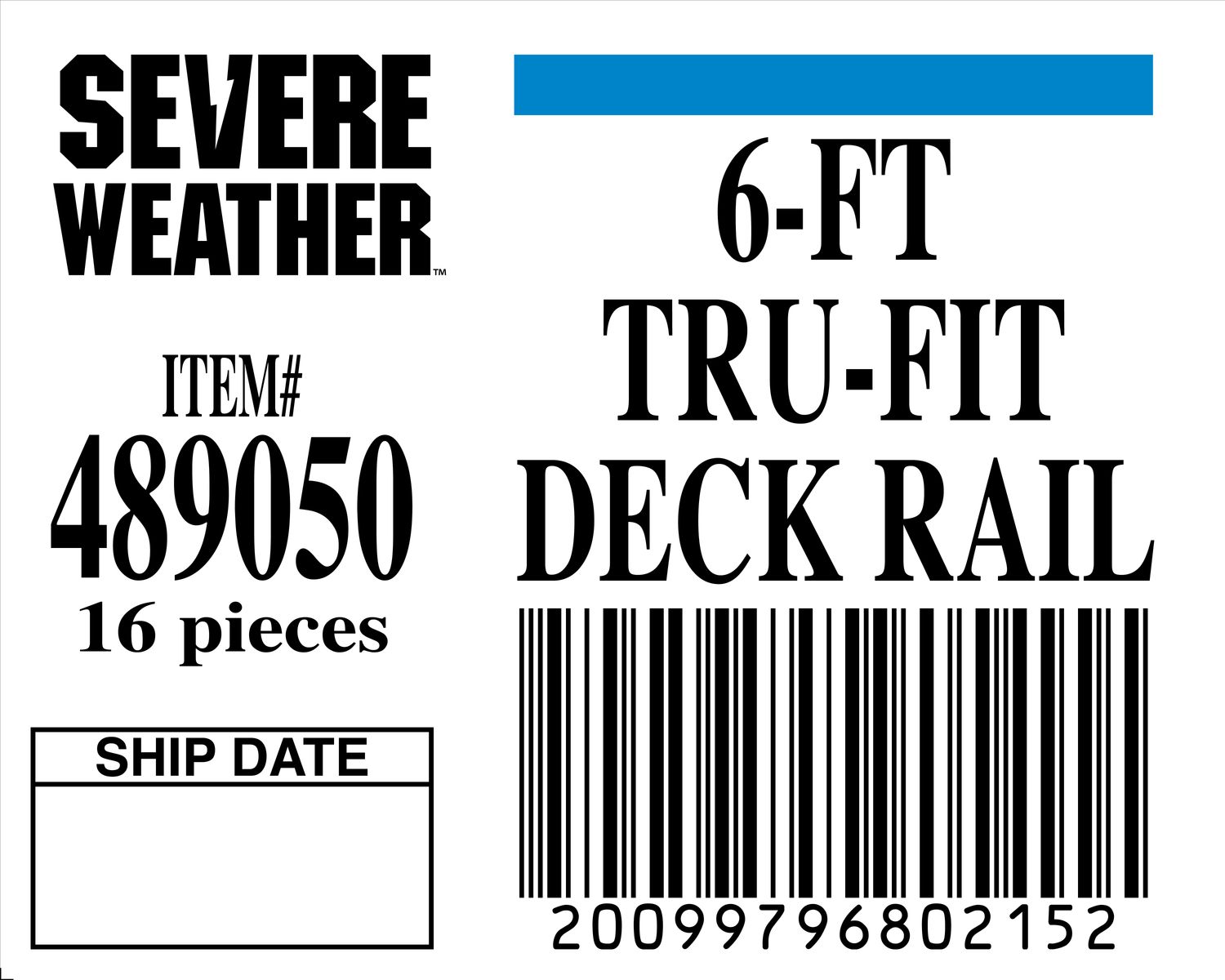 6-F1 TRU-FIT DECK RAIL - 80215-2 - ORDER IN INCREMENTS OF 100