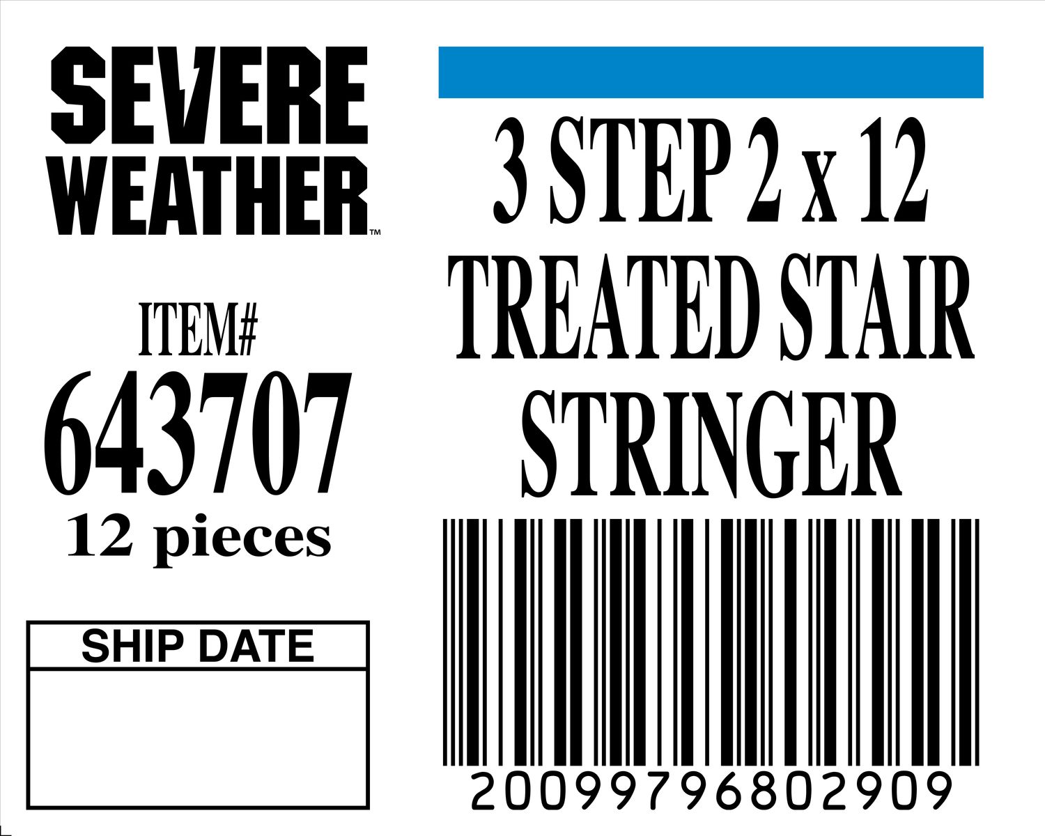 3 STEP 2 x 12 TREATED STAIR STRINGER - 80290-9 - ORDER IN INCREMENTS OF 100
