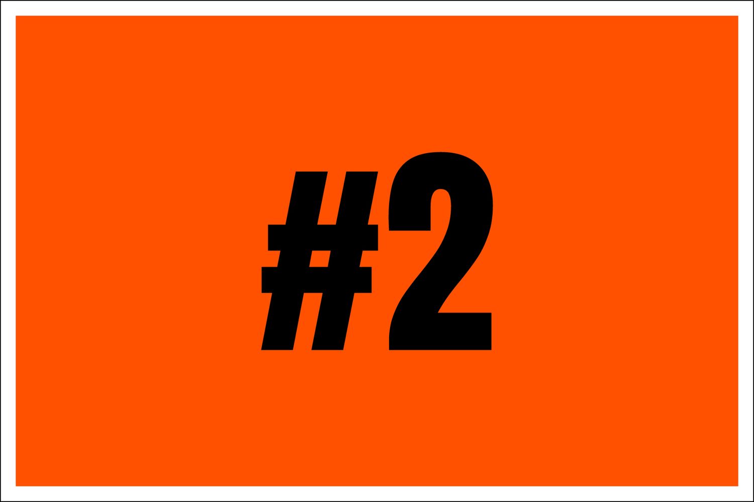 #2 ORANGE COLOR TAG 3" x 2" - 1,000 PER ROLL - ORDERED IN INCREMENTS 0F 1,000