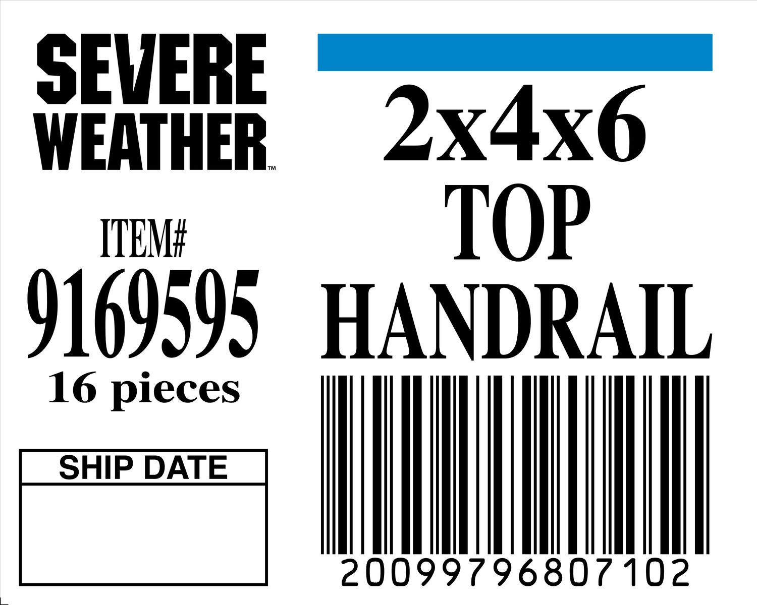 2x4x6 TOP HANDRAIL - 80710-2 - ORDER IN INCREMENTS OF 100
