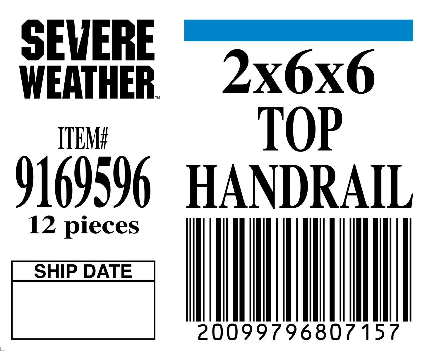 2x6x6 TOP HANDRAIL - 80715-7 - ORDER IN INCREMENTS OF 100