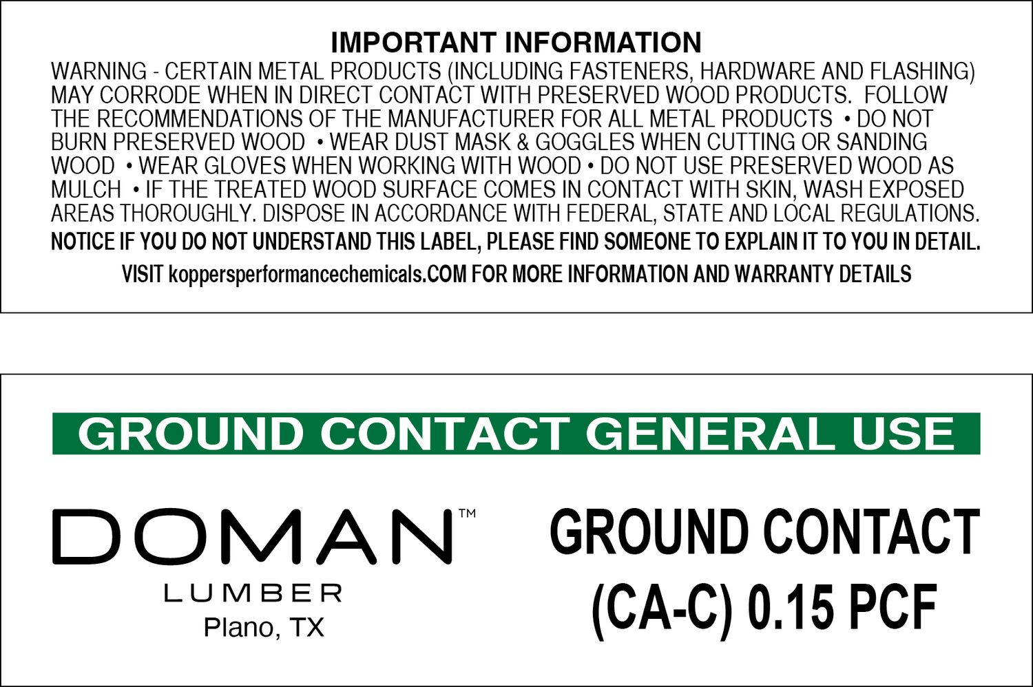 CA-C 0.15 GROUND CONTACT GENERIC - 2000 PER ROLL - 22,000 MINIMUM