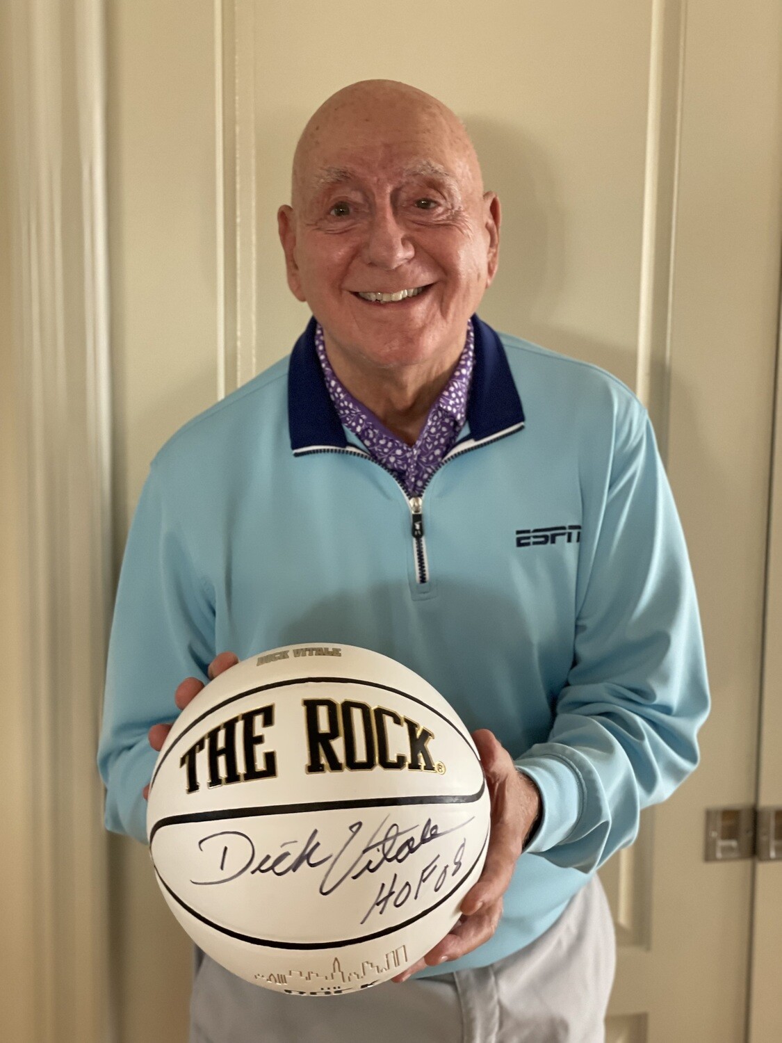 Autographed Dick Vitale White Panel Regulation Basketball