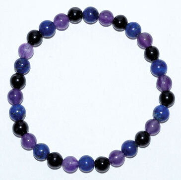 Amethyst, Lapis, Black Tourmaline Bracelet 6mm