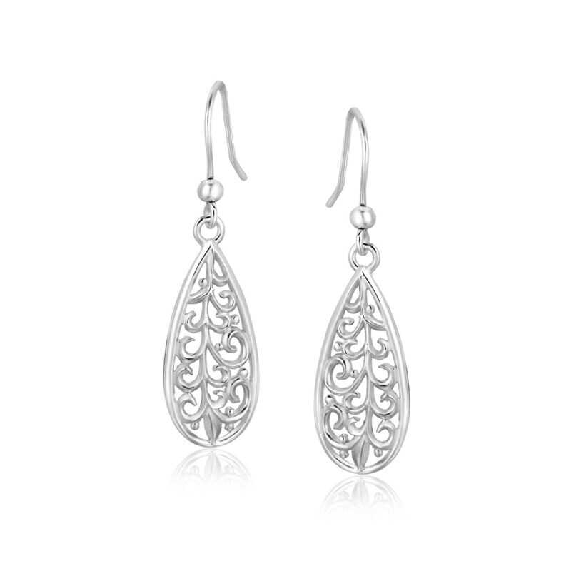 Sterling Silver Teardrop Filigree Style Earrings