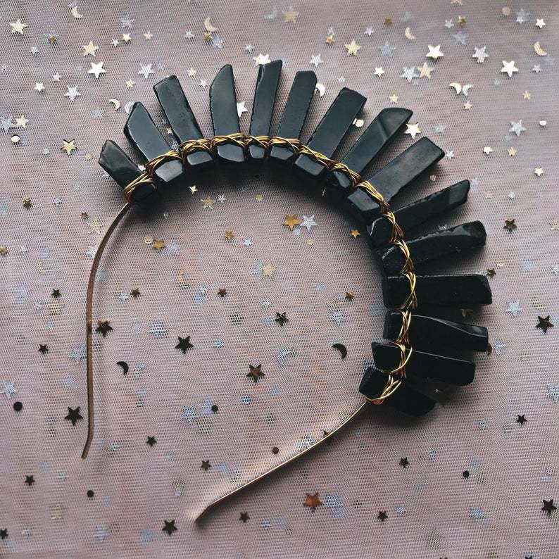 Natural Obsidian Piece Crown