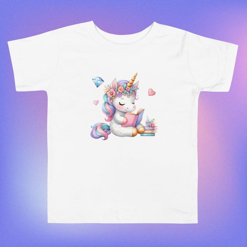 Toddler Short Sleeve Tee - Unicorn Reading