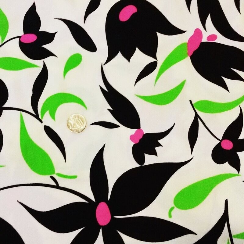 Black Flowers with Green/Pink