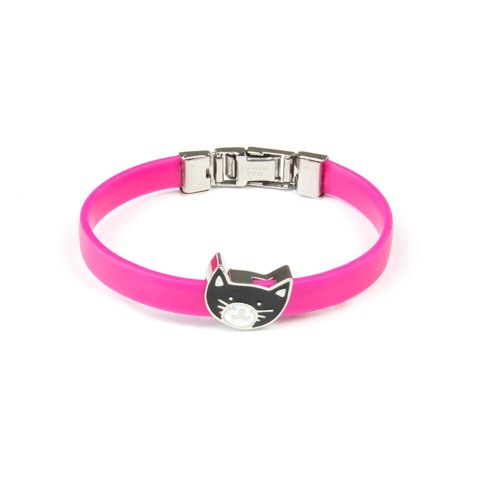 Roze armband incl. slider kattenmotief