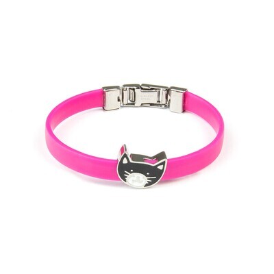 Roze armband incl. slider kattenmotief