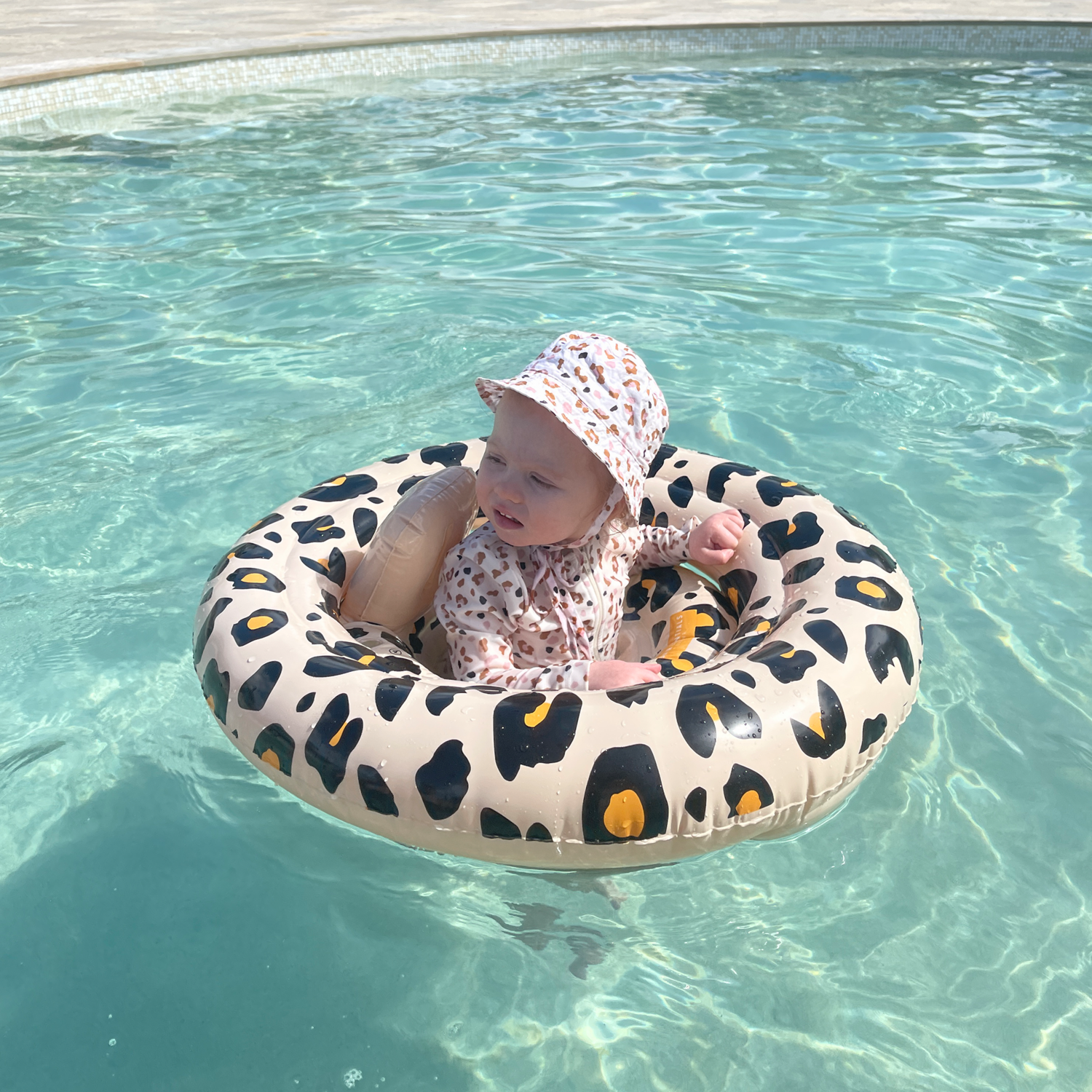 Swim Essentials Baby Float Beige Panter 0-1 Jaar