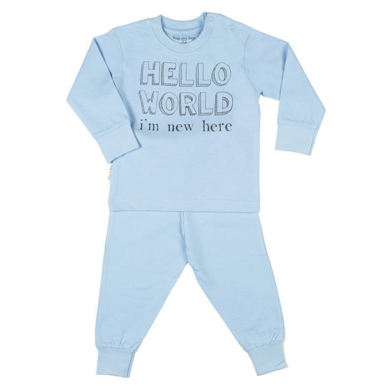 Pyjama blauw - Hello world