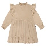 Jurk met ruches | Rib Uni Sand