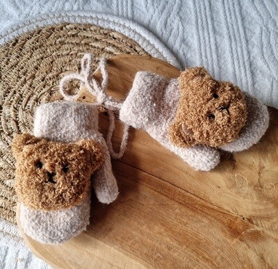 Baby Wanten Met Teddy Beertje - Zand