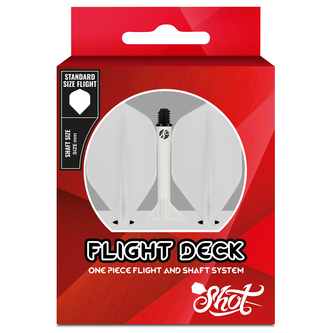 Flight Deck-One Piece Dart Flight and Shaft System-White-Medium