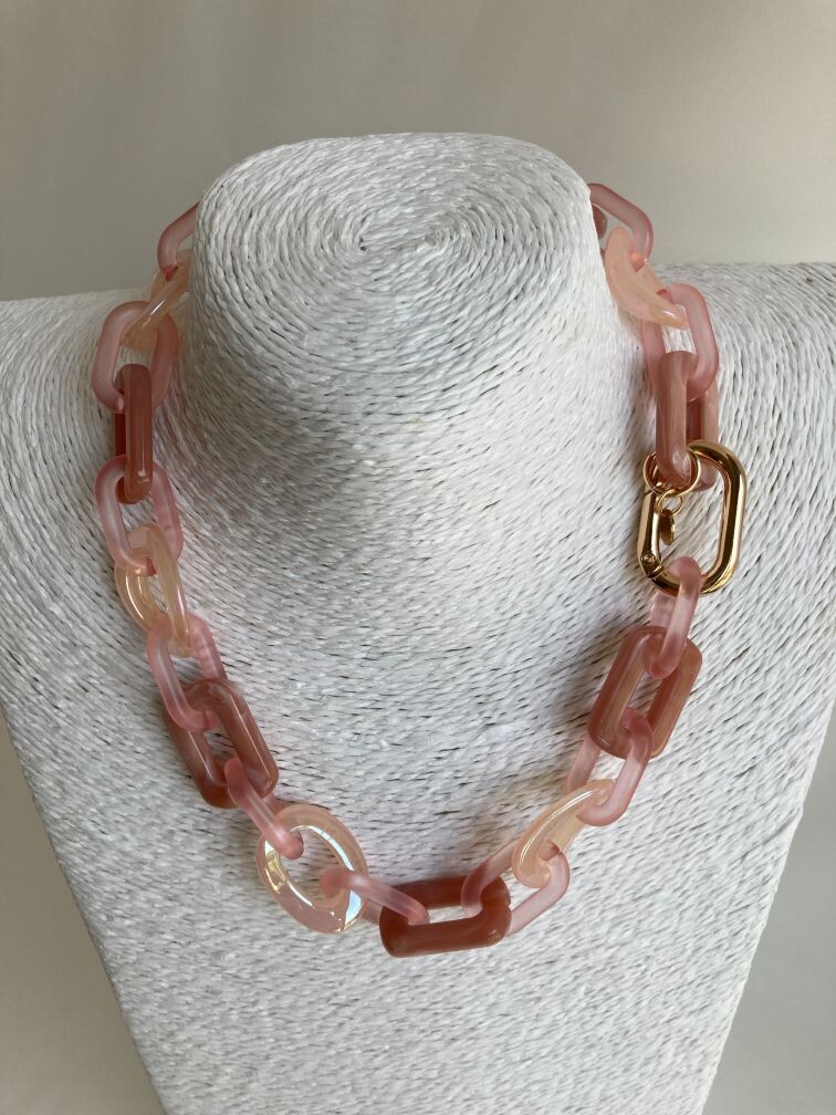 Schakelketting roze/marble oudroze/nacré écru