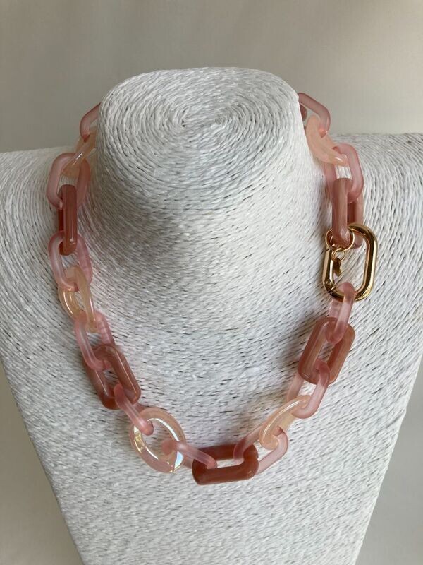 Schakelketting roze/marble oudroze/nacré écru