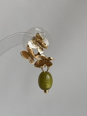 Oorring gold kaki met bloempjes