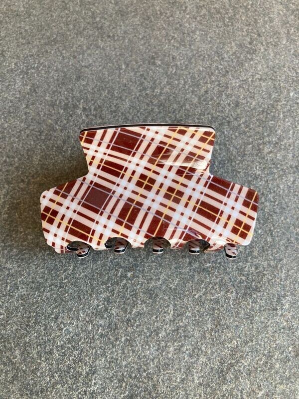 Haarclip bruin ruit