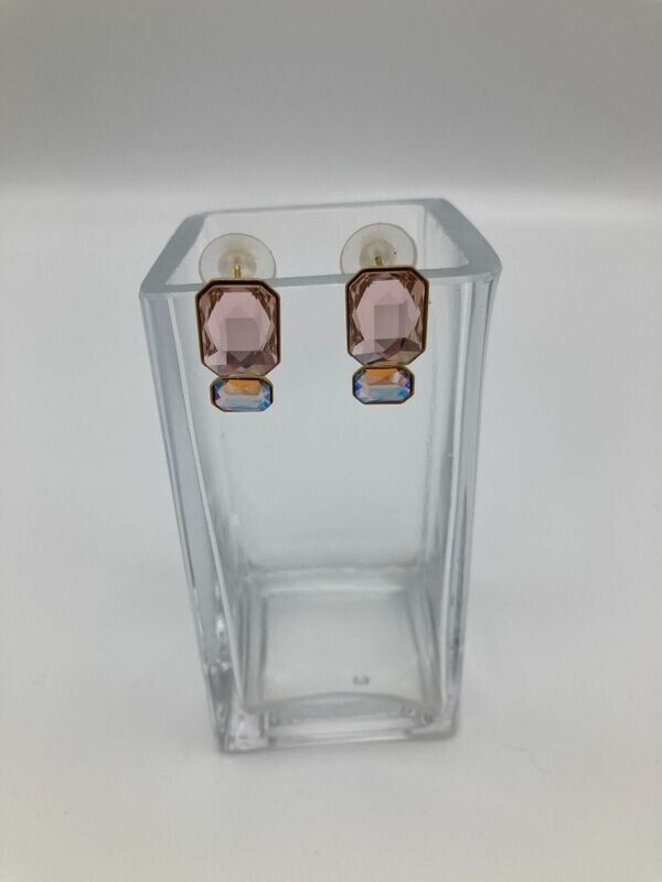 Oorring oudroze Swarovski crystals