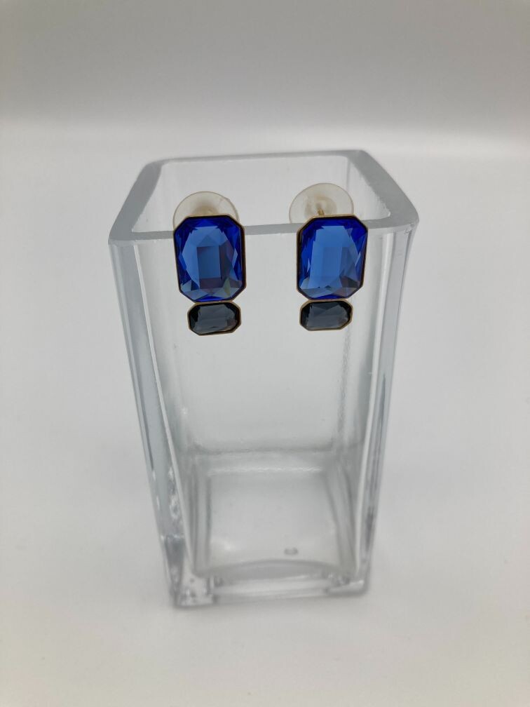 Oorring donkerblauw Swarovski crystals