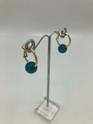 Oorring hoop met turquoise parel