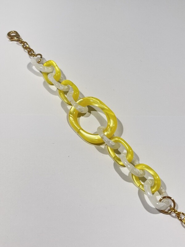 Armband geel/wit