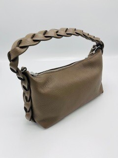 Handtas leder taupe