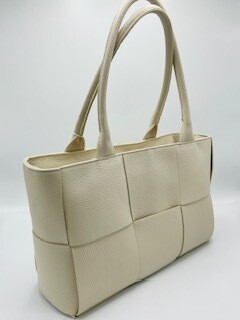 Handtas groot leder ecru