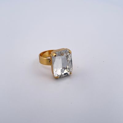 Ring verstelbaar transparant wit crystal