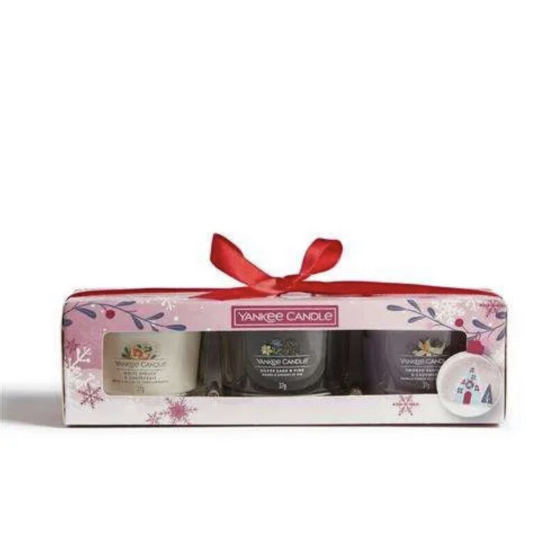 Yankee Candle Gift 3 Candle Geuren : White Spruce& Grapefruit, Silver Sage & Pine , Smoked Vanilla & Cashmere 