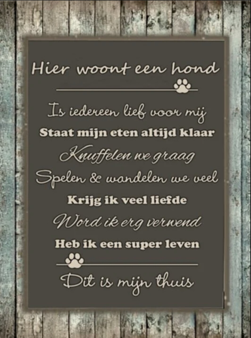 Tekstbordje hier woont een hond
