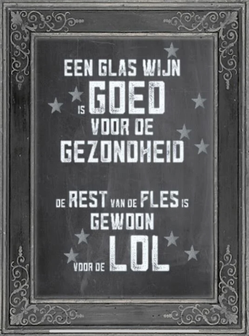Tekstbordje een glas wijn