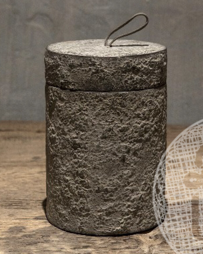 Grijze pot met deksel ( groot) lila