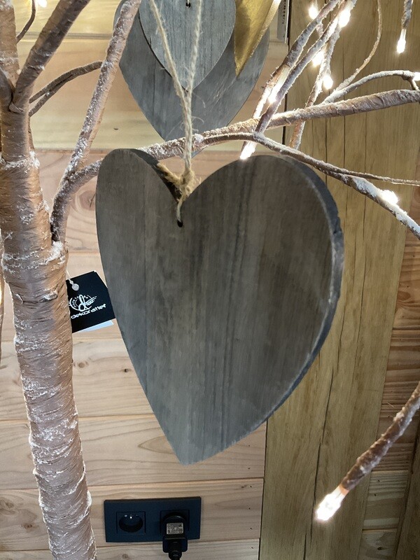 Groot houten hart grijs